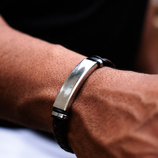 Custom  Rectangle Leather Strap Bracelet