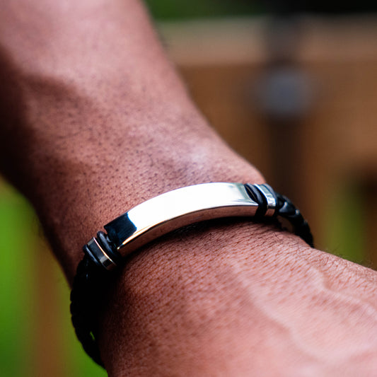 Custom  Rectangle Leather Strap Bracelet