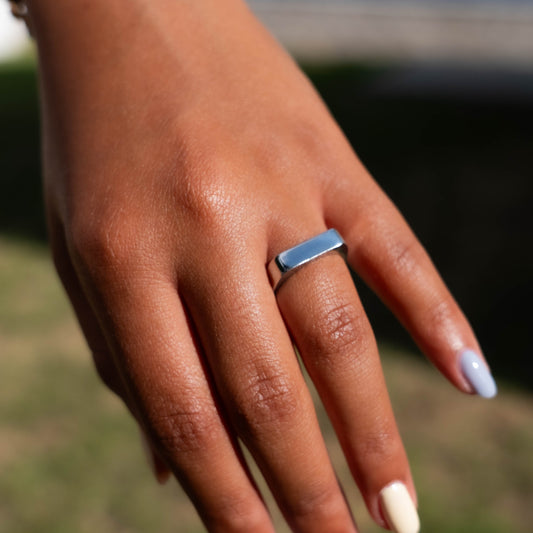 Custom Women's Horizontal Signet Ring